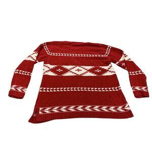 White Stag Ladies Medium Red Classic Ugly Christmas Sweater W Geometric Patterns